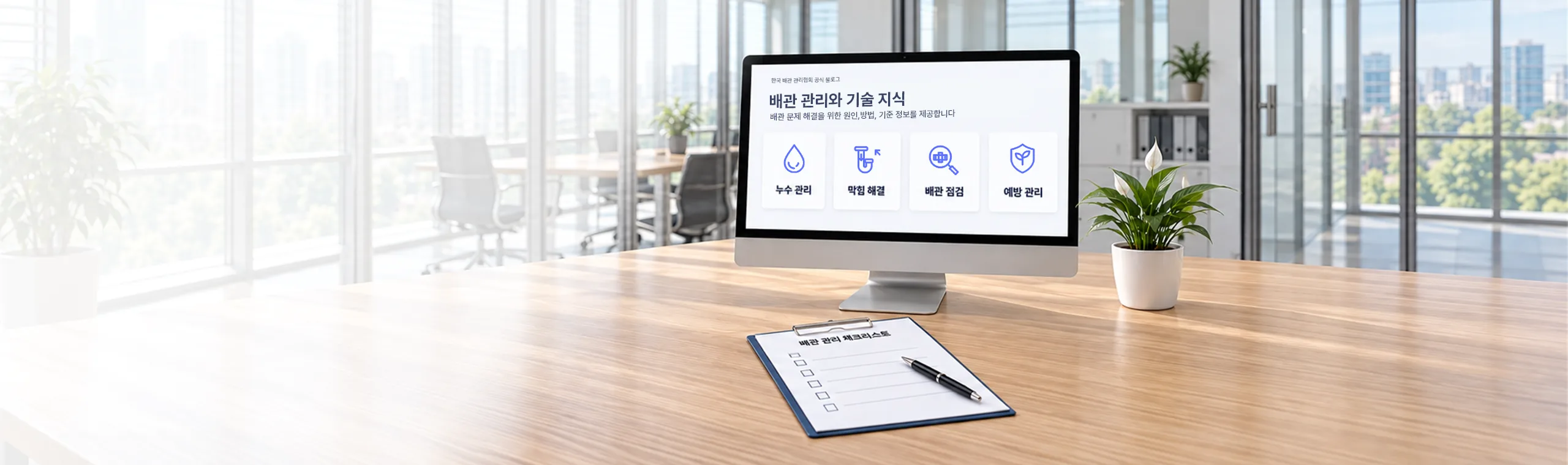 한국배관협회 사무실 로비 사인